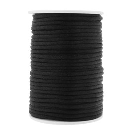 Mandala Crafts Nylon Satin Cord 3mm Rattail Cord Black String - 50 Yds Nylon Chinese Knotting Cord Rat Tail Silk Cord for Bracelet Necklace Jewelry Making Macrame Trim