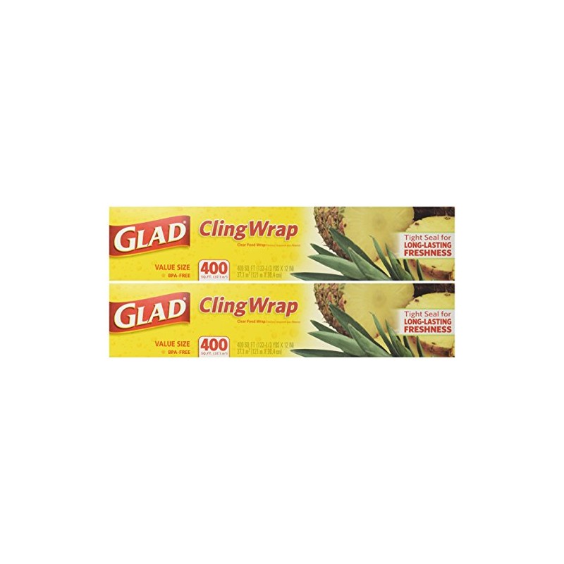 Glad Cling Plastic Wrap, 400 Square Foot Roll, 400 Sq