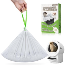 Litter Box Liners 60 Count Jumbo Cat Litter Bags, Easy Clean Up Thick Large Kitty Litter Liners for Litter Box, Drawstring Cat Litter Box Liner Bags for Litter Box Robot 4 and 3