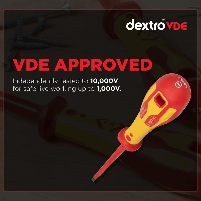 C.K Dextro VDE Slotted Screwdriver 8mm x 175mm, Electricians Insulated