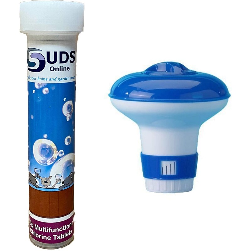 SUDS-ONLINE Floating Dispenser + 10 Ultimate Chlorine Tablets 20g Hot