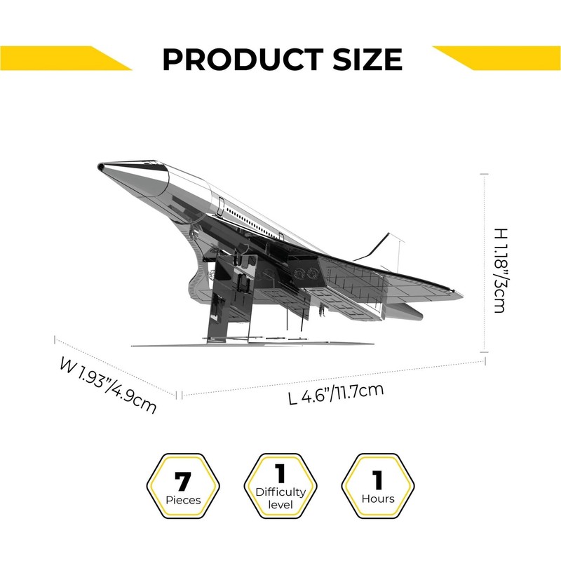 Metal-Time Supersonic Legend Metal Concord Model Cargo Aircraft Assemble Model