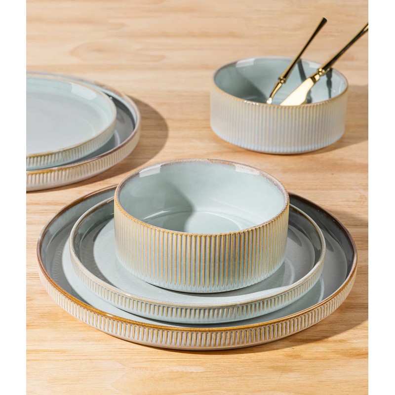 TheTerra Ceramic Dinnerware Sets for 6, 18 Pieces Porcelain Lightweight