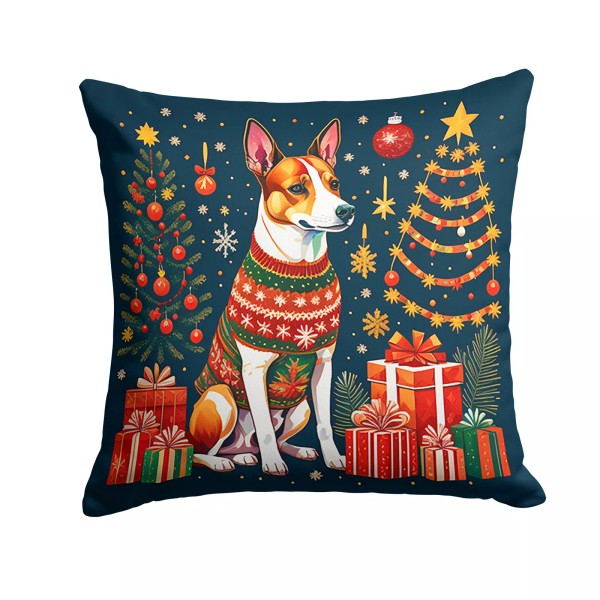 Basenji Christmas Fabric Decorative Pillow DAC1092PW1414