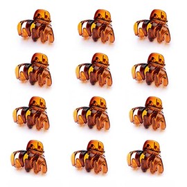 Cobahom 12 Pcs Small Hair Claw Clips 1.2 Inch Plastic Hair Clips for Thin Hair No-Slip Mini Hair Clip Hair Styling Accessories for Women and Girl (Brown)