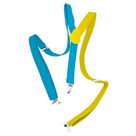 Folat 24864 Braces Colour Block Blue/Yellow Neon for Carnival Clothing Accessories Women and Men Party Fancy Dress Costume