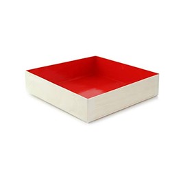 PacknWood 210SAMRED160 Samurai White Wooden Folding Box with Red Shiny Interior - 100% Natural and Biodegradable - 6.3 L x 6.3 W x 1.42in H - 100 per case