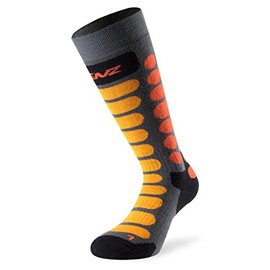 Lenz Skiing 1.0 Youth Socks Grey/Orange S, Grey orange