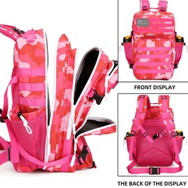 HongXingHai Tactical Backpack Daily Use Military Tactical Backpack for Men and Women 45L Backpack Fitness Backpack(Rose Red CP)