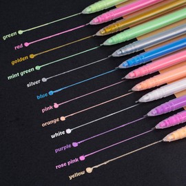 SMOOTHERPRO Coloured Gel Pens | 0.5mm Fine Point Rollerball Pens Set | Pens for Highlight Black Paper Art Drawing Sketching Scrapbook Illustration Bullet Journal (CS005-12) | 12 Pcs