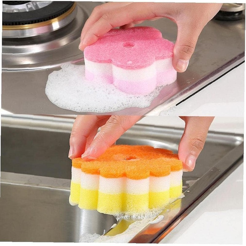 5pcs Flower Shape Sponge Brush Super Absorbent Sponges Scouring Pads