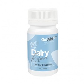 GutAid+ Dairy Relieve 40 Capsules | Relieves symptoms and reduces occurence of lactose intolerance. Aids in the digestion of lactose, fats, acids and sugars. Maintains and supports healthy digestion and nutrient absorption. Relieves digestive discomfort