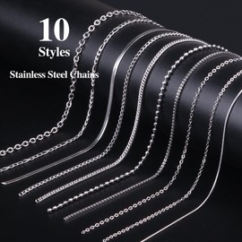 Ecoofor Necklace Chains for Jewelry Making, 82 Feet 10 Rolls Stainless Steel Jewelry Chains for Men Women and Girls DIY Necklace Bracelet Jewelry with Jump Rings/Lobster Clasps/Connectors