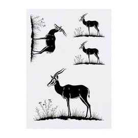 Azeeda 4 x 'Springbock im Feld' Temporäre Tattoos - Wasserfest, Hautfreundlich & Ungiftig · Transfers in Verschiedenen Größen (TO00079848)