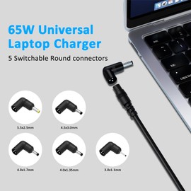 65W 45w Universal Laptop Charger for ASUS VivoBook ZenBook NoteBook Imaginebook Chomebook Asus PRO/F/K/R/Q/TP/X Series, Le novo Ideapad 100 Series, Notebook Power Cord Supply with 5 Different Tips