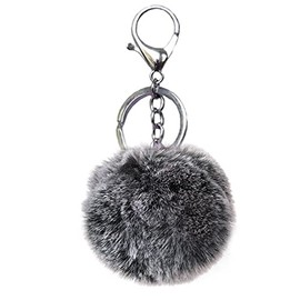 Unpafcxddyig Pom Pom Keychain Artificial Fur Ball Keychains Fluffy Tote Pendant Car Bag Charm,black a