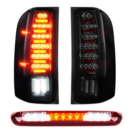 Tail Light + 3rd Brake Cargo Lamp for Chevy Silverado 1500 2007-2013, Silverado 2500 3500 2007-2014, GMC Sierra 3500 2008-2014, High Mount Stop Light Rear LED Taillight Assembly, Only for 3157 Bulb