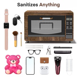 Yofuly Sterilizer for Esthetician, 10L Large Sterilizer for Nail Tools, Multi-Functional Nail Cleaner Box, Large Capacity Cleaning Cabinet for Home Use, Barbers, Beauty Salons, and Spas (Wood grain)