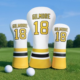 Golf Club Headcover 3 Wood Headcover Advanced Embroidery Gilmore Premium Leather Driver Fairway(FW) Wood Hybrid(UT) with Number Tags, Driver Fairway Wood Hybrid Cover (for Hybrid(1pcs))