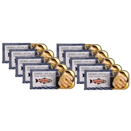 Canned Salmon Fillet in Oil by Fangst, Laks No. 1, Tinned Salmon, Sustainable Canned Fish, Flash Grilled, Keto, Omega 3 Rich, 10 x 110g Can