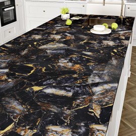 STICKEEP Marble Peel and Stick Countertop Waterproof Purple Marble Contact Paper for Countertops Black Granite Wallpaper Peel and Stick Vinyl Film for Kitchen Cabinets Bathroom Table Desk 17.7" x 315"
