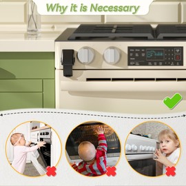SAFELON 1 Piece Update Baby Safety Oven Lock, Kitchen Safety Oven Door Lock, Child Safety Lock for Babies and Toddlers, Heat Resistant, No Drilling (Black)