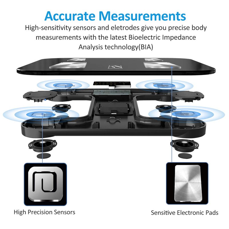 FITINDEX Scale with BMI, Body Fat, Muscle Mass, Smart Scale