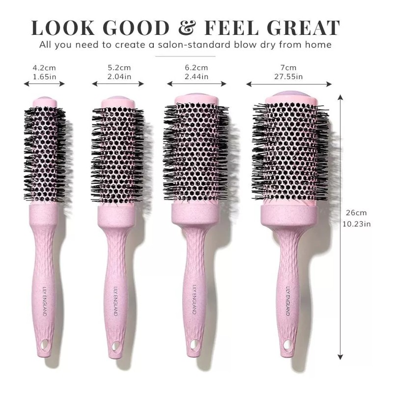LYLYSTYLO Kit De Cepillos Redondos Varios Tamaños Color Rosa +