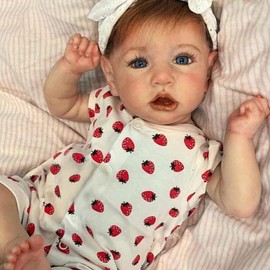 truly soft Realistic Baby Doll with Strawberry Print Outfit, Pacifier, 22 inches