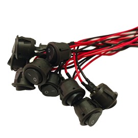 10 Pack DSY Round Boat Switch Welding Wire with Wire Fan Switch Rocker Switch ON/Off SPST 2Pin Latching Toggle Switch Black 6A /250V