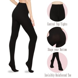 WAJIAFAR Women's Thermal Tights, High Waisted Abdominal Compression Tights Tummy Control Tights Women's Winter, black