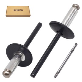 SKIR'CO Pack of 100 Large Flange Aluminium Blind Rivets 4.8 x 14 mm Stainless Steel Mandrel RAL 7016 Anthracite Grey (Includes Drill)