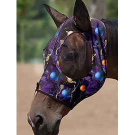Mask-Tech Horse Fly Mask Elasticity Breathable Fabric with UV Protection Soft Mesh for Horse-Everlasting Cosmos