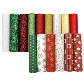 Milisten 15pcs Christmas Faux Leather Sheets, Christmas Themed Printed Synthetic Leather Sheet for Earrings Hair Bows and Craft Making