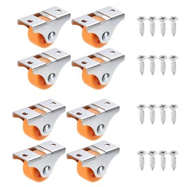 Yuannee Fixed Caster Wheels Set,8 PCS Rubber Mini Casters Wheels Small Wheel Casters Fixed With Orange Screws Heavy Duty Rubber Trolley Castors Silent Wheel for Furniture Projects Floor Safe Design
