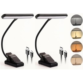 2 Pack 28 LED Music Stand Lights, Eye Caring Clip-on Piano Light, Blue Light Blocking, USB-C Rechargeable, 4 Color x 3 Brightness, Ideal for Musician, Piano, Sheet Music, Orchestra, Guitar