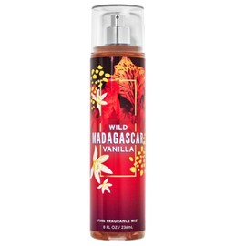 Bath & Body Wild Madagascar Vanilla Fine Fragrance Mist, Red Floral Design, 8 fl oz, Body Spray For Women