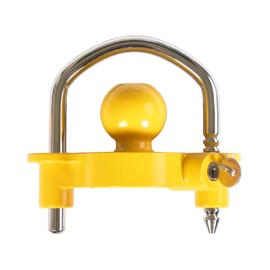 BIG RED Lightweight Adjustable Trailer Hitch Coupler Lock: Locks Ball Hitch Trailer with Heavy-Duty Steel and Aluminum Security, Yellow and Chrome