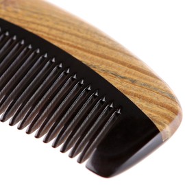 Hair Comb - Wooden Fine Tooth Comb for Women, Men and Kids - No Static Sandalwood Buffalo Horn Comb