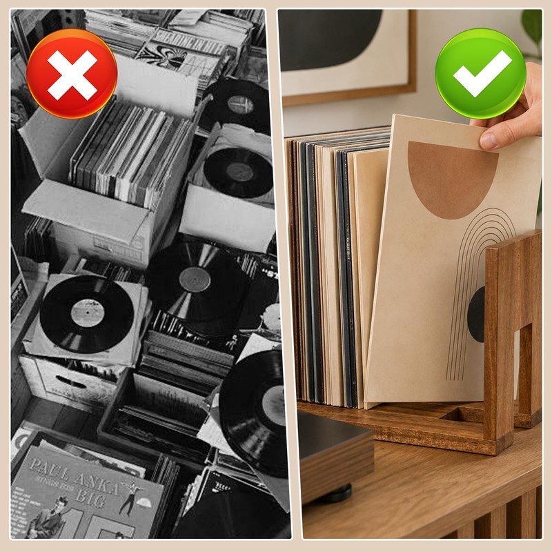 Buxiffod Vinyl Record Storage Adjustable Album Holder Holds 20–60 LPs