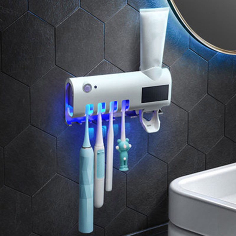 UV Toothbrush Holder with 1200mAh Battery Smart Induction Wall Mount