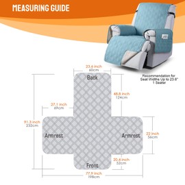 VANSOFY 100% Waterproof Recliner Chair Covers, Recliner Cover Non-Slip Dog Chair Cover Furniture Protector Washable Slipcover with Pocket, Elastic Straps for Pets, Dogs(Azuree, 23.6")