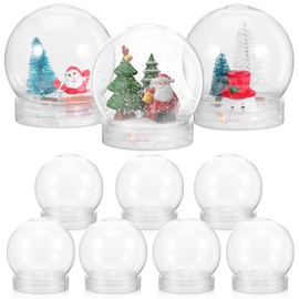 Operitacx 10-Piece 2 36 Inch Snow Globe Set Clear Christmas with Screw Caps Empty Plastic Snow Globes for DIY Crafts at Home Christmas