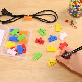 Trilancer Cable Cord Labels (Large) Organize Wires and Identification Cards, Multi Colored Handwritten Cable Tags, Reusable for Multiple Uses - 24 Count