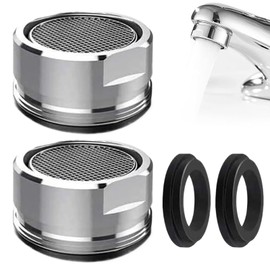 Tap Aerator, 2 Pieces 24MM Replacement Insert Tap Spout Aerator with Gasket(Color:Silver)