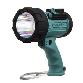 YIERBLUE - Luz recargable de mano de 100000 lúmenes, de 10000 mAh, resistencia al agua IP67, linterna grande de larga duración, para búsqueda, con filtro de luz roja extraíble (verde)