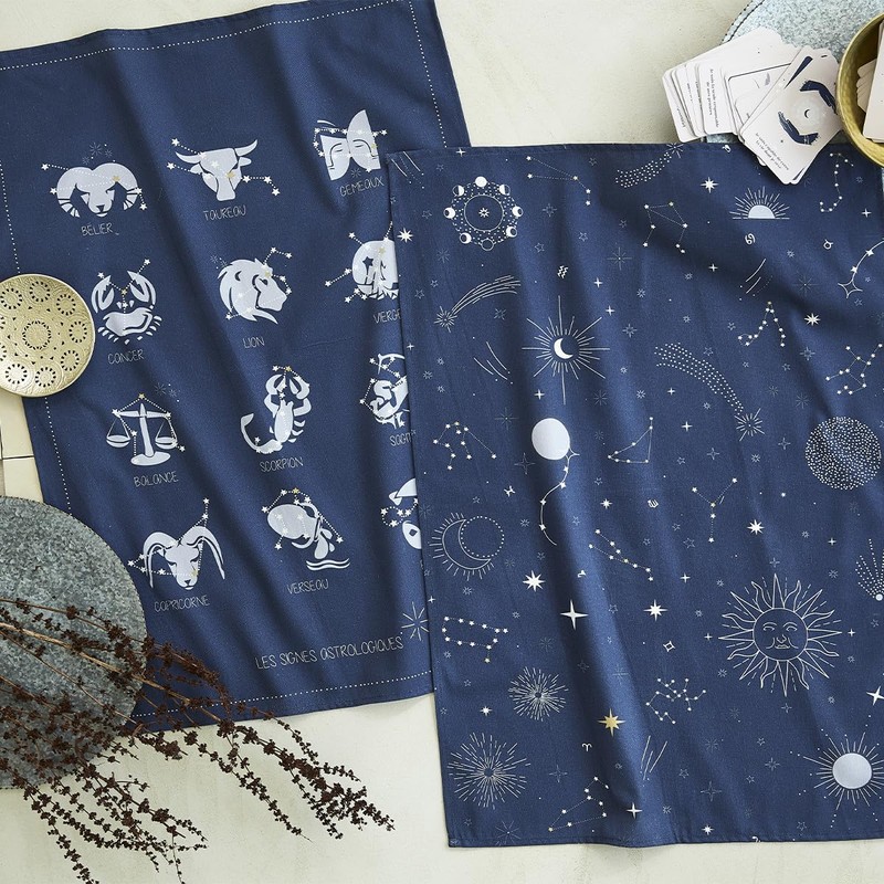 Coucke Printed Cotton Tea Towel, Astral, 50 x 75 cm