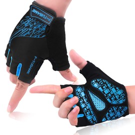 F-TUBAME® Cycling Gloves, Summer, 3D, Bicycles, Shock-Absorbing, Abrasion Resistant, Ventilated, Breathable, Quick-Drying, With Slip Prevention, 5 Colors, Unisex, blue new,