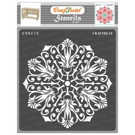 CrafTreat Reusable Doily Mandala Stencils for Painting on Wood, Canvas, Paper, Fabric, Floor, Wall and Tile - Flourish Doily - 6x6 Inch - DIY Art and Craft Stencils - Doily Stencil