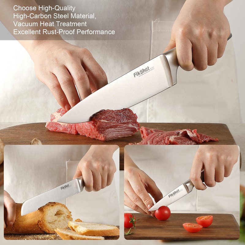 Knife Block Set, Kitchen Knife Sets with Block, FIKSHOT Knives